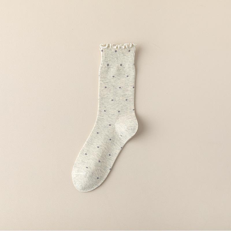 Female Spring and Summer Thin Polla Auricle Lace Sweat Absorbent Boneless Tube Pile Socks