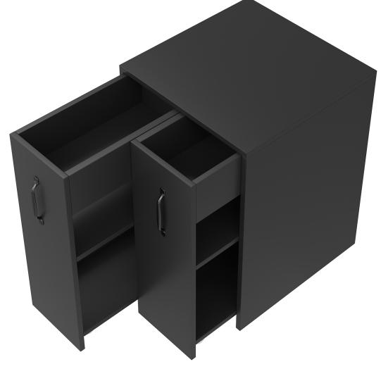 Open Storage Shelf Bookcase with Casters Mobile Sideboard Pull-Out Side Drawer Large Edge Document Protection Reversible Left/Right Configuration -
