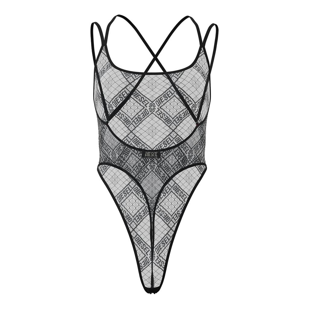 Body da donna Diesel Brita con logo all-over trasparente