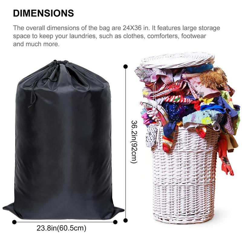 Waterproof Heavy Duty Backpack Black One Size Polyester Laundry Bag Camping Travel Large Clothing Storage Bag