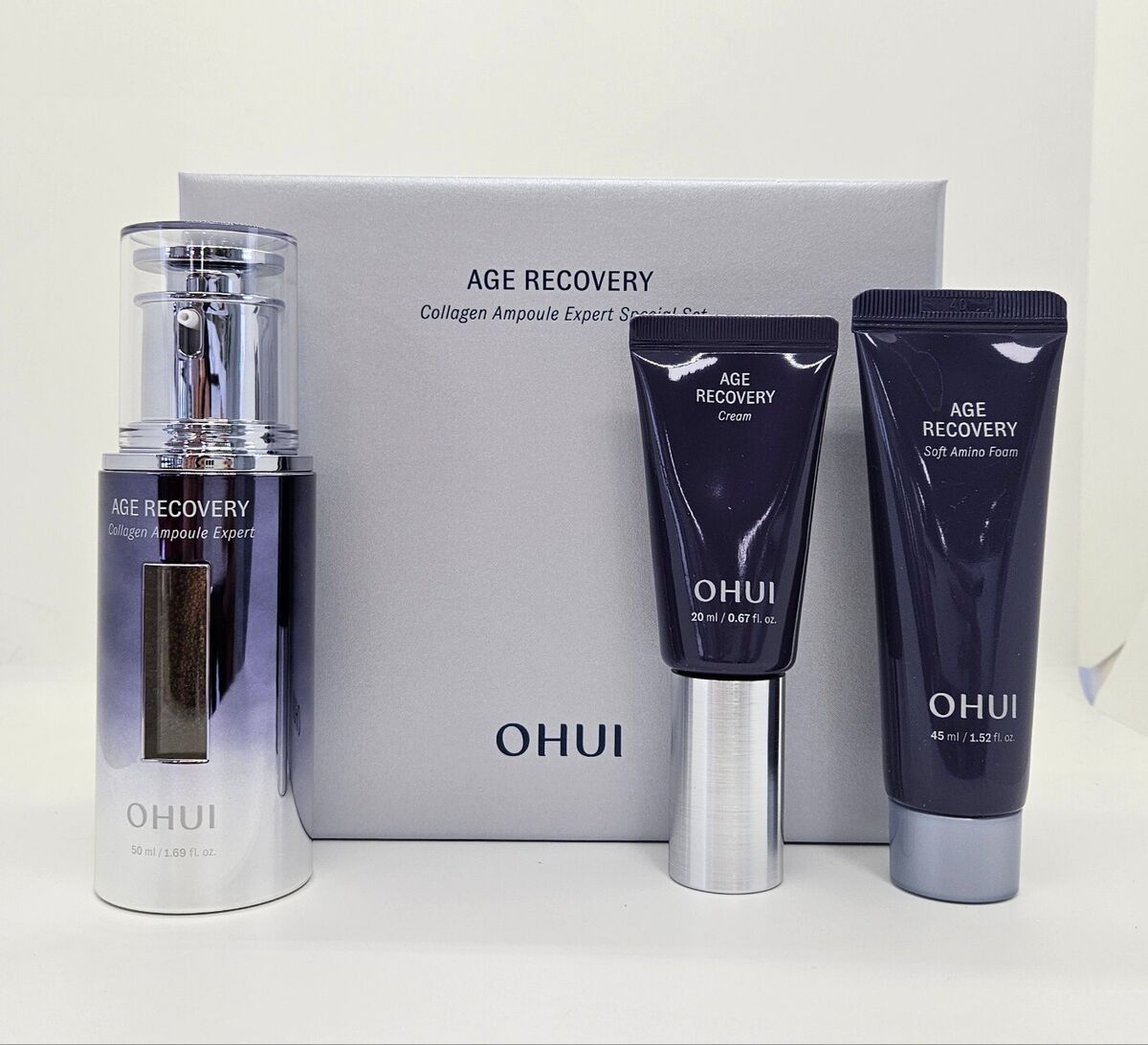 

O HUI Age Recovery Collagen Ampoule Expert Special Set 3 предмета, Антивозрастной, Увлажняющий, Корейская косметика, Kbeauty, образец