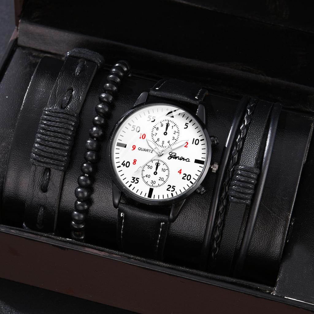 Men's Watch High-end Hong Kong Style Fashion Watch Fashion Versatile Quartz Watch High-end Watch Men's Watch Set