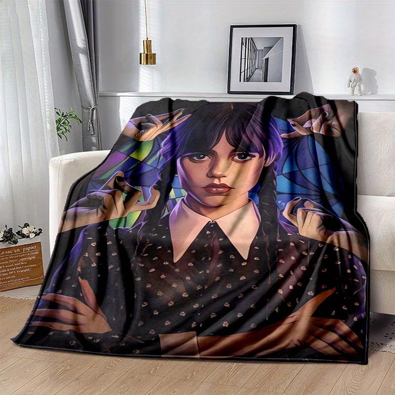 1pc, Add a Touch of Gothic Charm with Our Home Decor Blanket: Perfect Gift for Fans! Flannel Throw, Ideal for Bedroom, Living Room, Travel, Camping, C