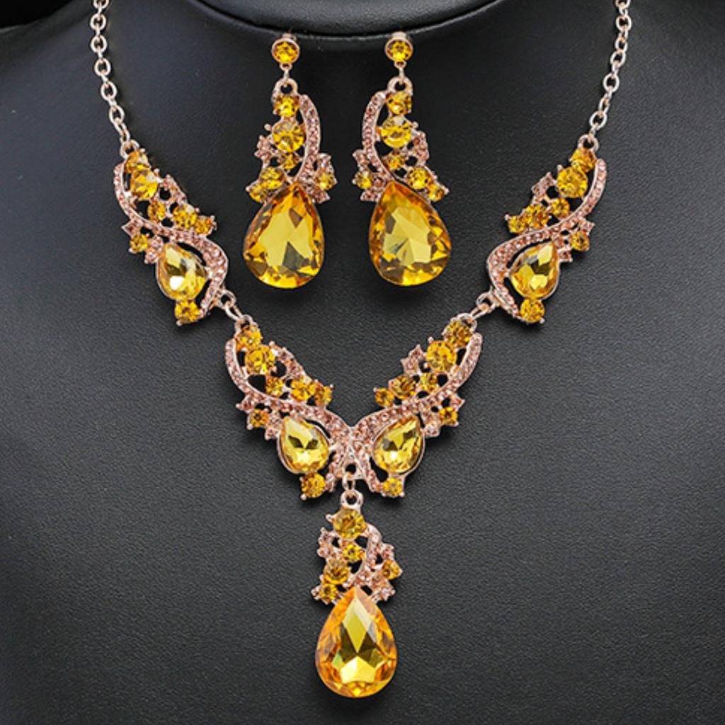 Jewelry Wholesale Fashion New Exquisite Necklace Earring Set Shiny Bride Jewelry Set Hot Selling Collarbone Necklace