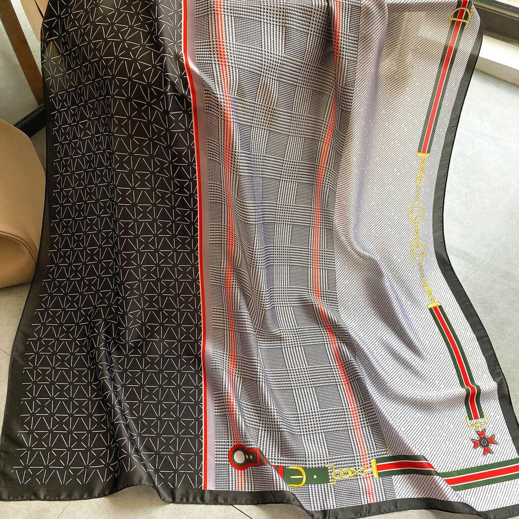 Eșarfe de mătase de înaltă calitate, de lux, bentiță, eșarfe pentru gât, pentru femei, eșarfă de mătase cu lanț, șal decorativ pentru femei