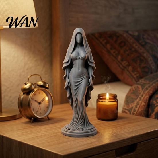 Artistic Women Figurine 3D Printed Veiled Goddess Statue Wearing Veil Sculpture Decoration for Home Office Living Room Desktop Study Ornament