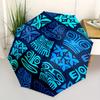1pc Polynesian Pattern Automatic Folding Umbrella - 8-Rib Iron Frame, Windproof, Portable Sunshade with Plastic Handle for Travel & Outdoor
