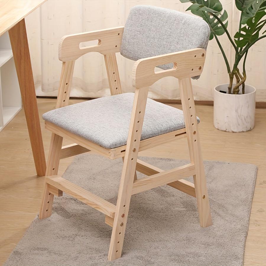Solid Wood High Chair for Toddlers To Teens Adjustable Height Toddler Dining Study Chair Easy To Clean Highchair with Cushion