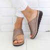Foreign trade large size women's outer wear leather drag slope heel cover toe cool slippers women's foreign trade large size women's shoes spot 40-43