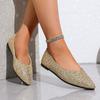 Sequin Flats Women's Fashion Pointed Toe Shallow Mouth Slip-On Low Top Plus Size Single