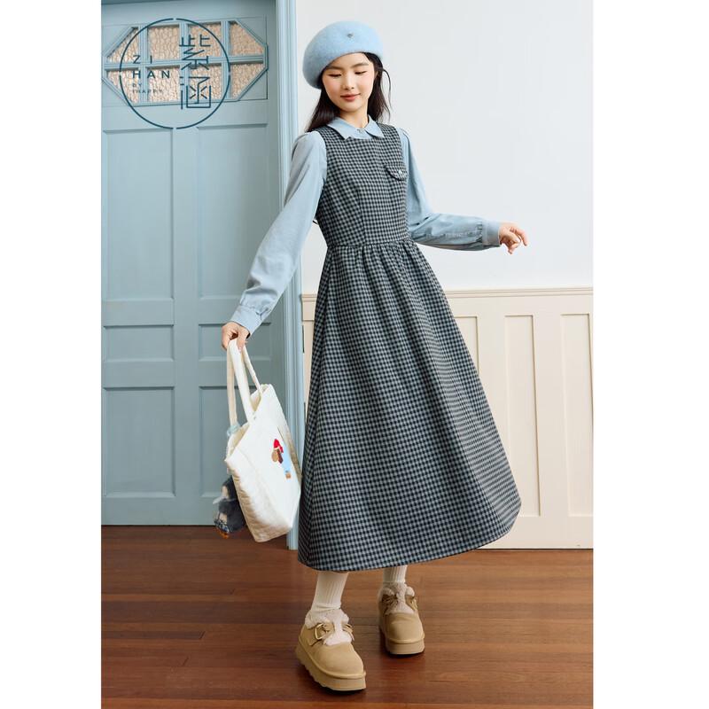 Women's Grey Plaid Sleeveless A-line Dress