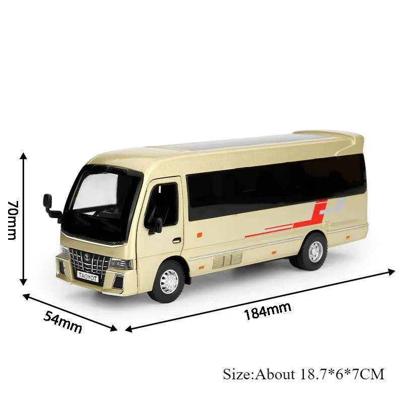 1:32 Alphard Coaster Miniature Model Toys Diecast Alloy Car Doors Opened Sound Light Pull Back Trendy Ornaments for Friend Gifts