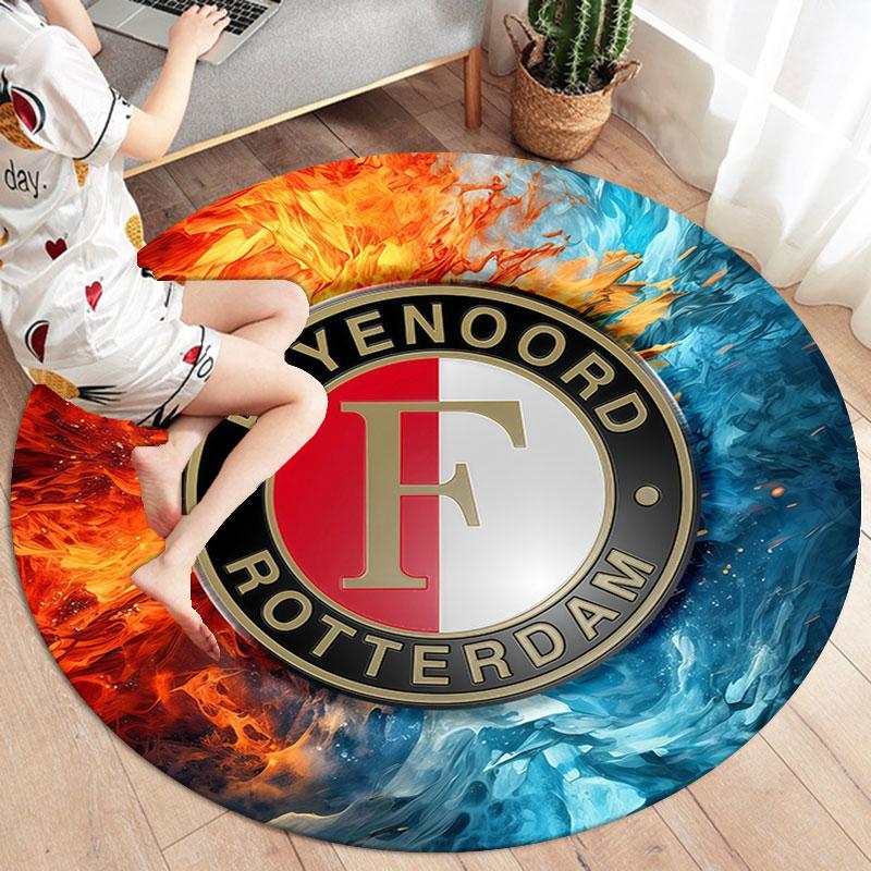 Feyenoord Round Area Rug,Carpet Rug for Living Room Bedroom Sofa Playroom Decor,Non-slip Floor Mat