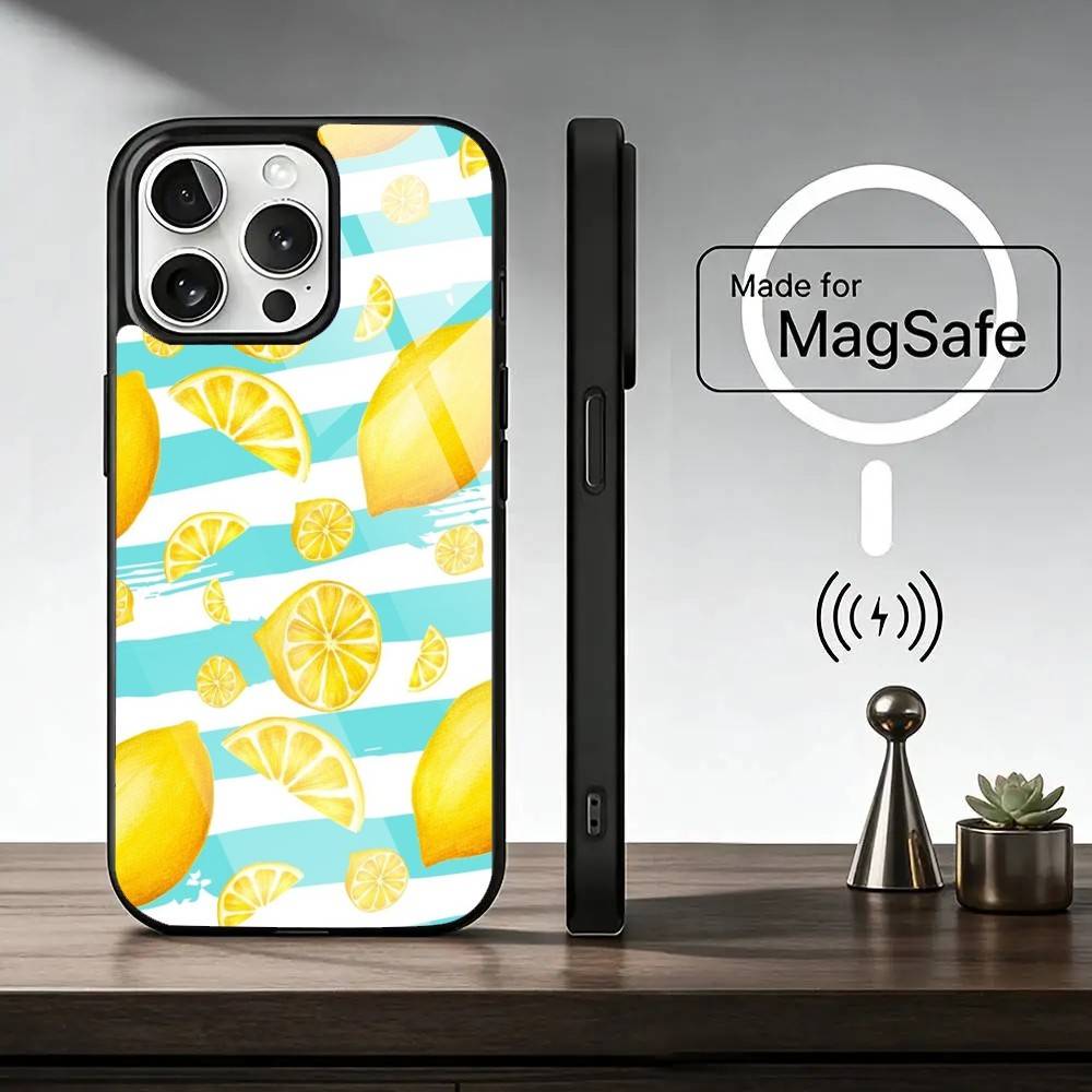Lemon C-Cool Stripe Pattern  Phone Case For iPhone17,16,15,14,13,12,11 Plus,Pro Magnetic For Magsafe Wireless Charging