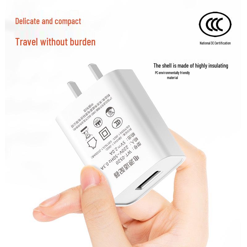 5V2A USB Charger Head Compatible with Android, Apple, Vivo, Huawei, Oppo, and Xiaomi Devices