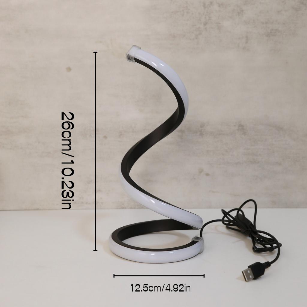 LED Spiral Desk Lamp Modern Three Color Dimming USB Power Button Switch Bedroom Bedside Study Home Decoration Desk Lamp