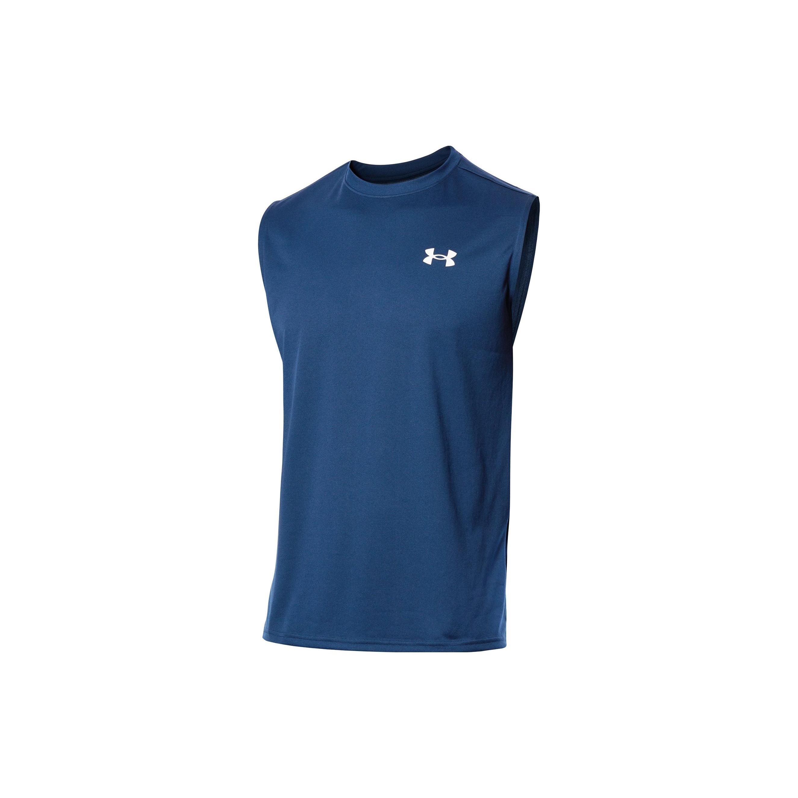 

Under Armour Solid Color Round Neck Fitted Comfortable Casual Sleeveless Shirt Men tops Dark-Blue 1367452-408 XL