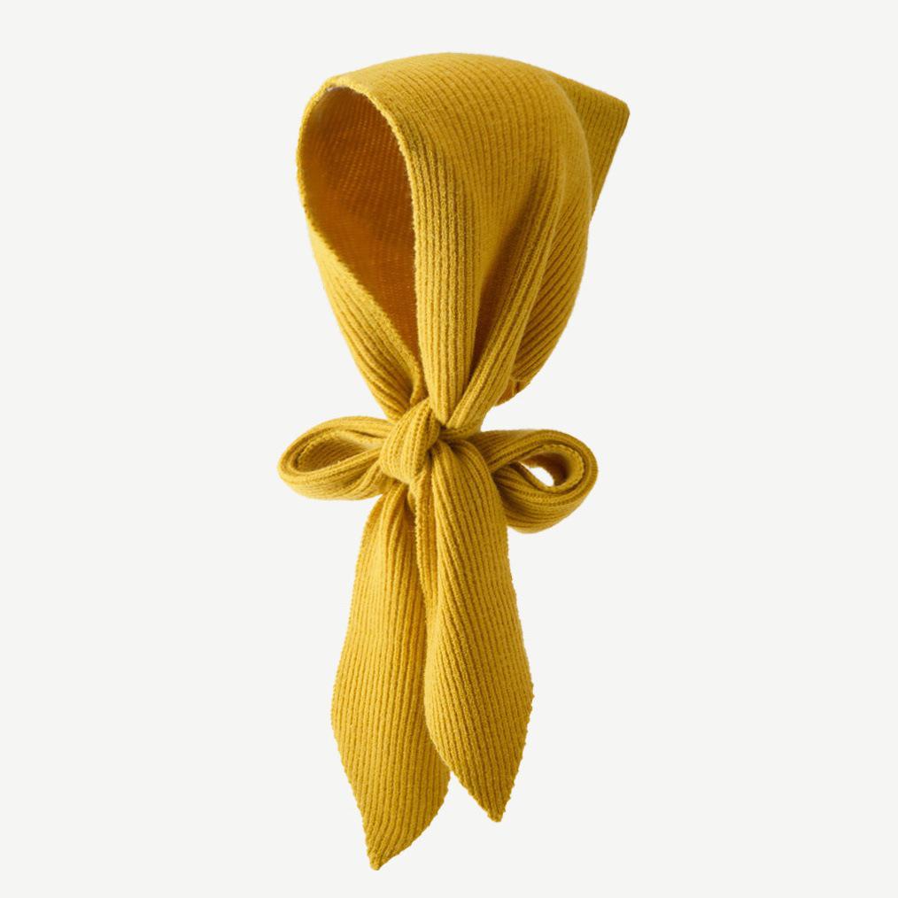 Women's Knit Wool Hooded Shawl: Solid Color, Windproof, Sun Protection, Versatile Neck Warmer for Autumn/Winter.