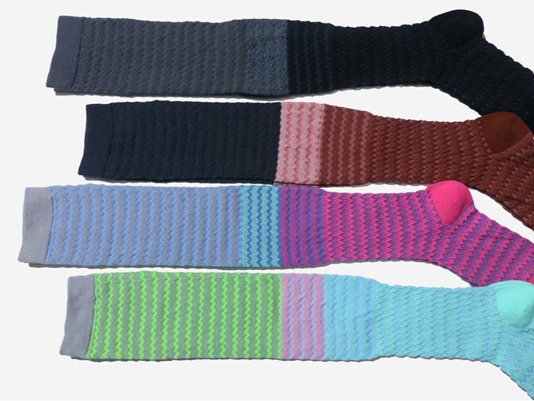 Color Block Knee-High Striped Retro Slouch Socks - Embossed, Seamless, and Slimming