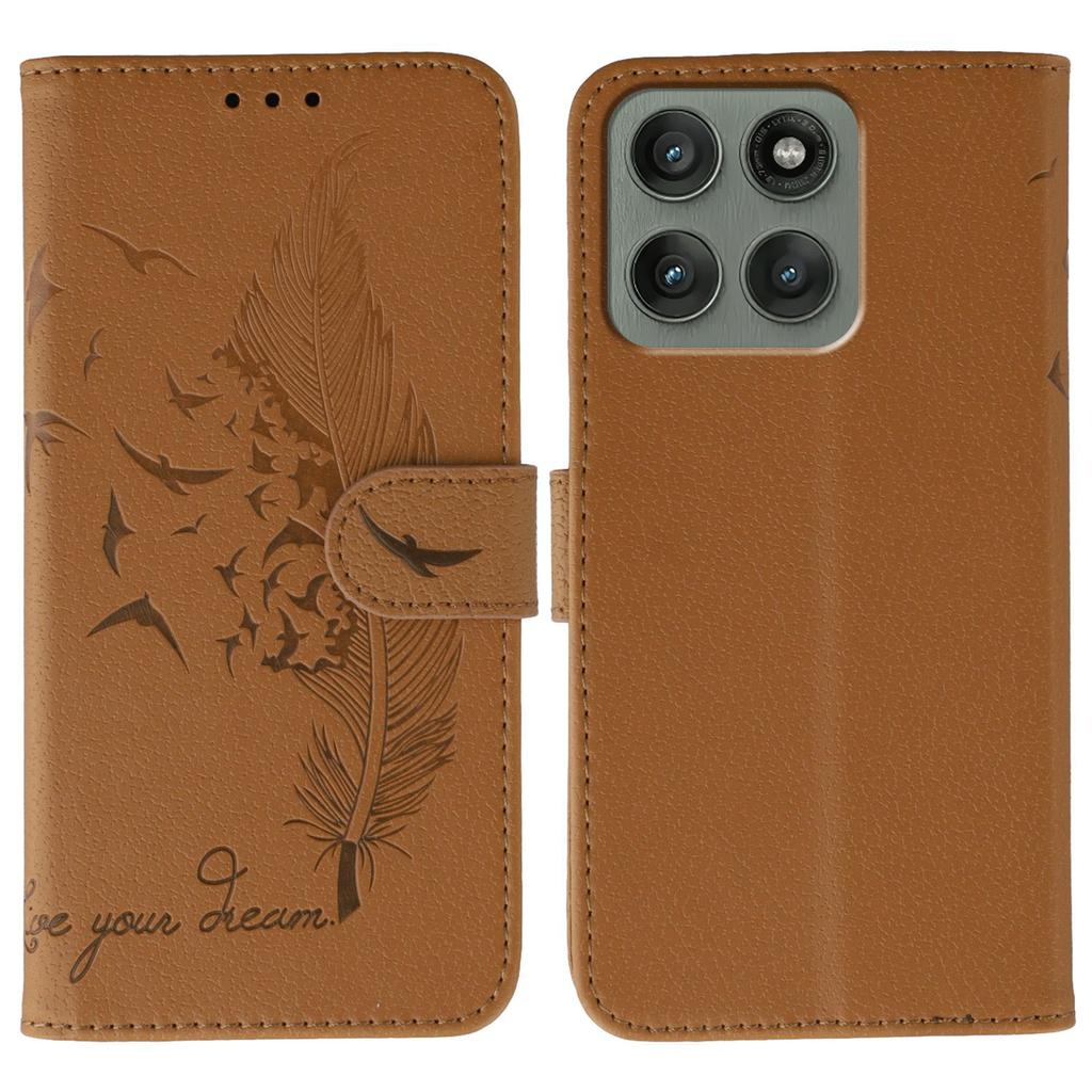 Für Motorola Edge 60 Pro 5G Hülle Federabdruck PU Leder Brieftasche Handyhülle
