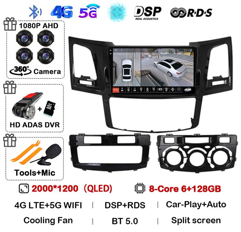 Android 14 Carplay Auto For Toyota Fortuner HILUX Revo Vigo 2007-2010 2011 2012-2014 2015 Car Radio Multimedia Player GPS Stereo