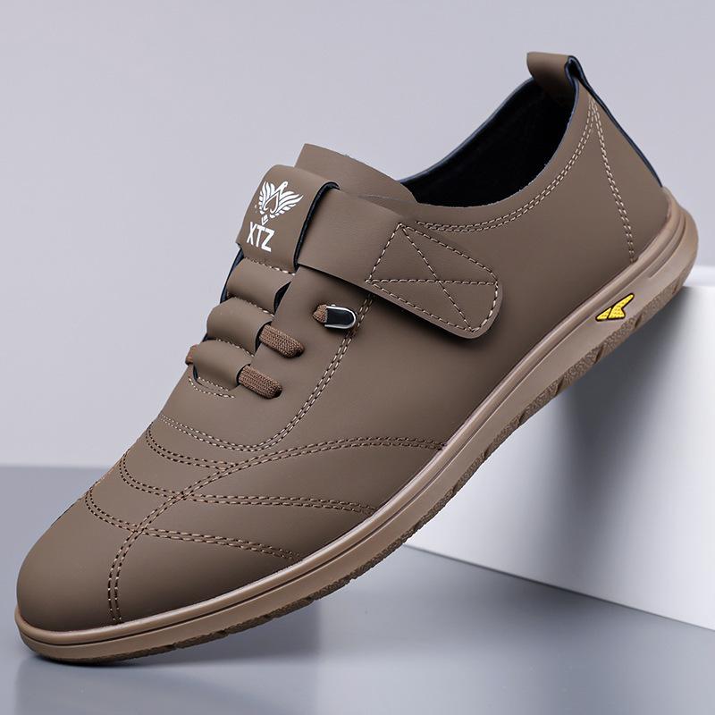 2026 Spring Autumn New Designer Shoes for Men Fashion Business Leather Casual Shoes Male Solid Color Lace Free Driving Shoe Man