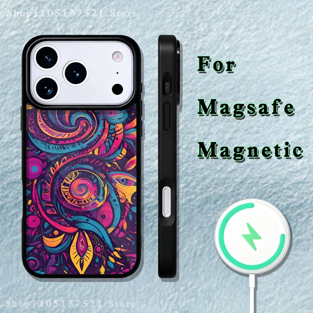 Mandala Art Colorful Phone Case  For iPhone 17,16,15,14,13,12,11,Pro,Max,Plus,Mini,SE4,E Magnetic Magsafe Wireless Charging