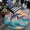 Dolphins Round Area Rug,Carpet Rug for Living Room Bedroom Sofa Playroom Decor,Non-slip Floor Mat