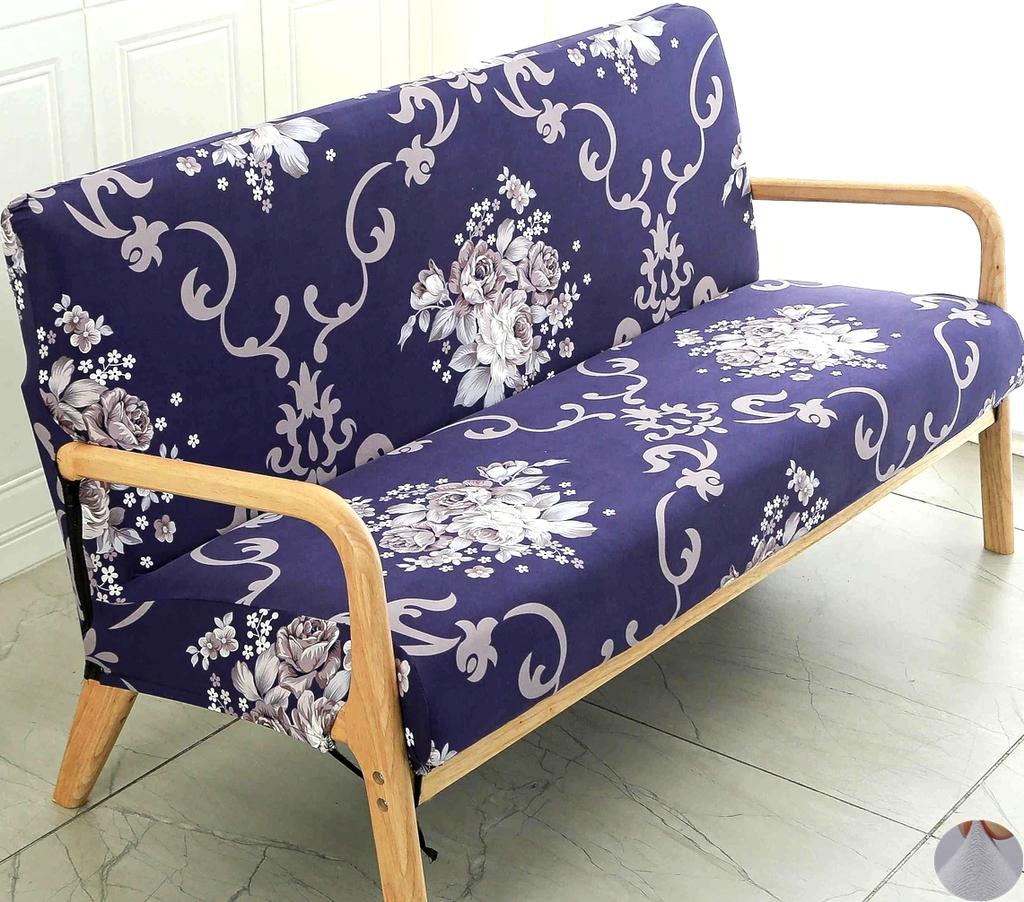 Printing Armless Futon Covers Stretch Futon Couch Cover Folding Sofa Bed Slipcover Furniture Protector with Elastic Bottom