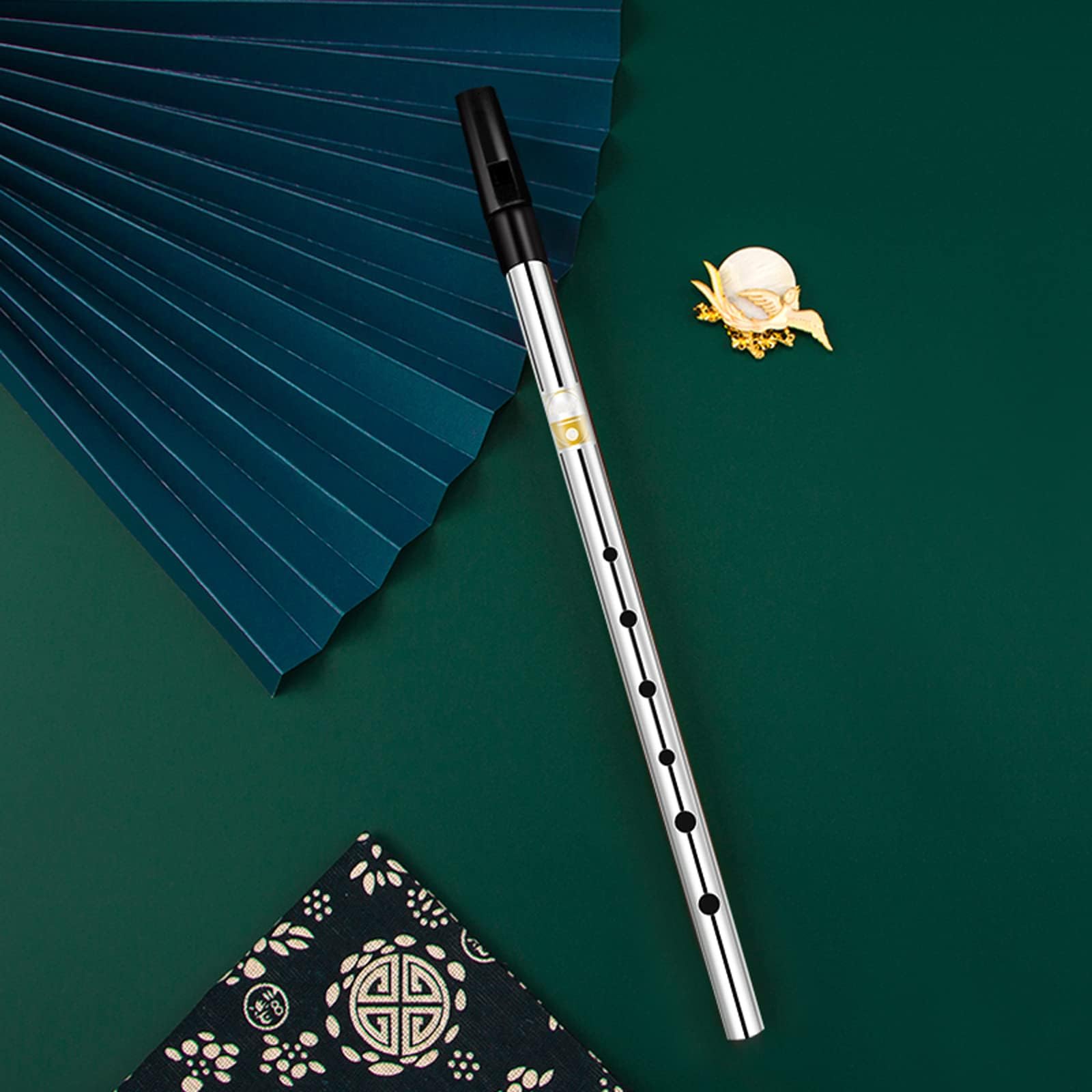 

Jinchuan Tin Whistle, Aluminum, D-Flute, C-Flute, with Instructional Materials, Storage BagCase, Gold and Silver (Silver, D Key)