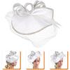 Weißer Leinen Fascinator Hut für Damen, Elegantes Cocktail-Teeparty Haarband mit Schleier, Leichte Hochzeitsfeier Kopfschmuck, Modisch Besonder