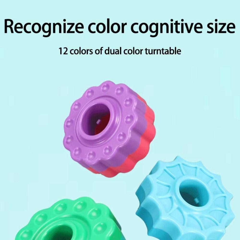 Montessori Rotating Rainbow Tower Hand-eye Coordination Stacking Rainbow Tower  Kids