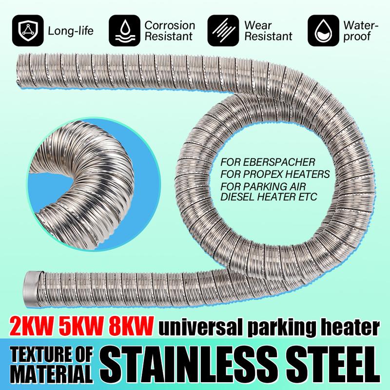 24mm Double Layer Stainless Steel Diesel Heater Exhaust Pipe 60 /100cm 120cm 200cm For Diesel Heater 5KW 8KW 2KW for Eberspacher
