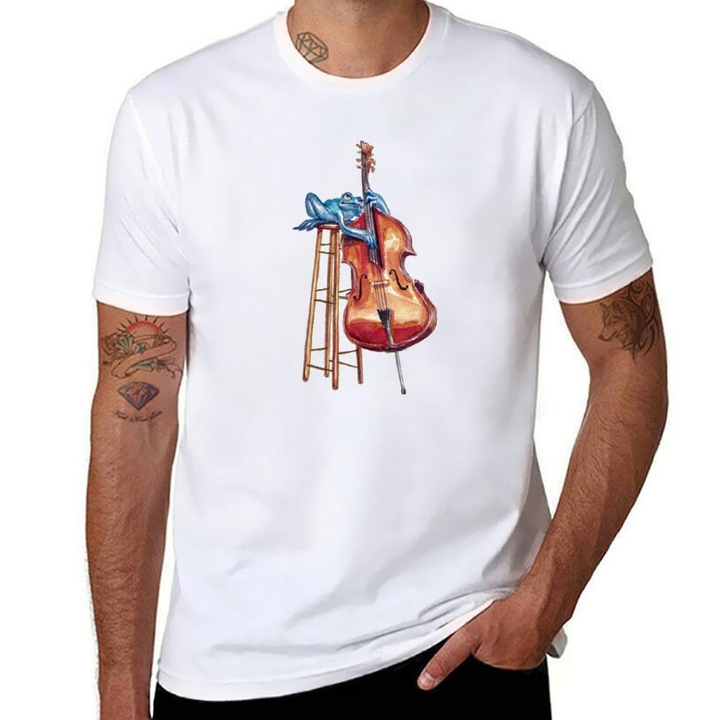 Jazz Bassist Frog Tshirt Work Basic Short Sleeve Top
