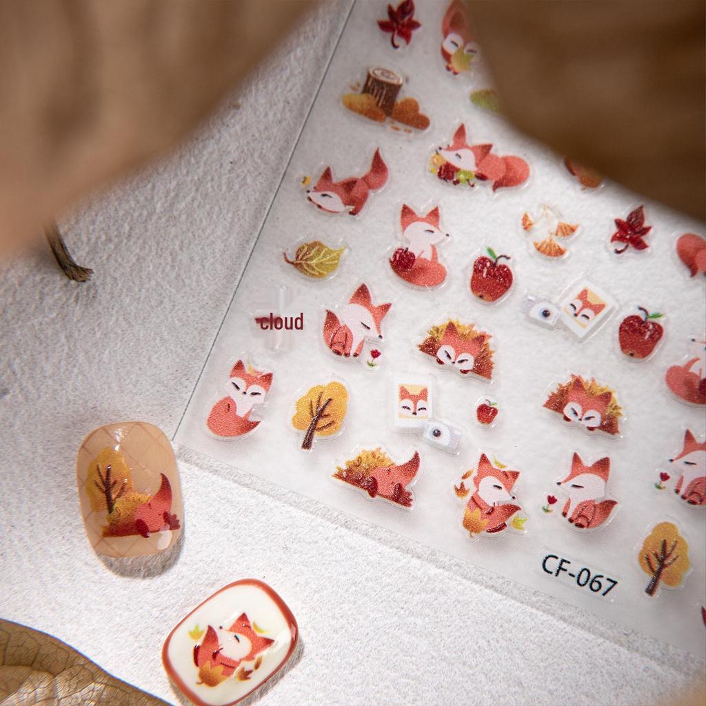 Cyansea Autumn Fox & Maple Leaf Nail and Phone Case Stickers