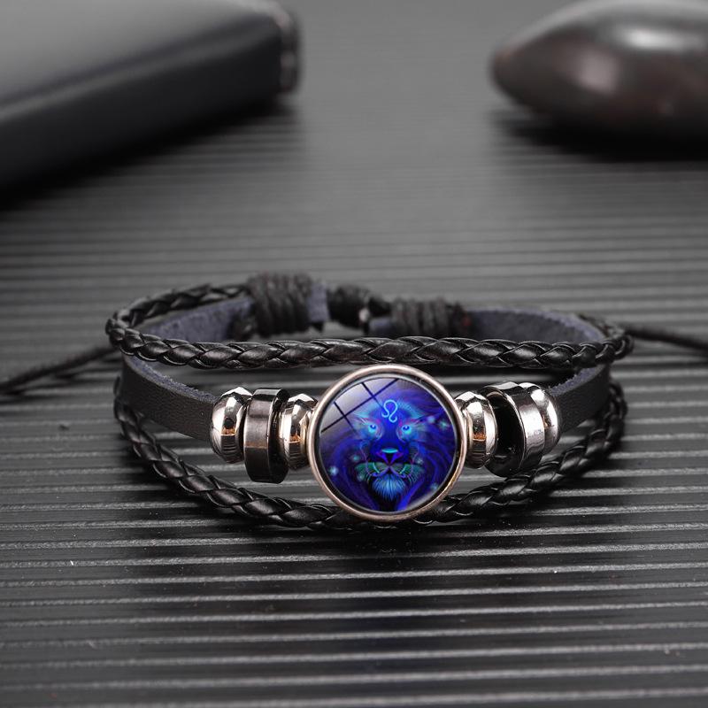 12 Zodiac Signs Constellation Charm Luminous Bracelet Men Women Fashion Multilayer Weave Leather Bracelet & Bangle Birthday Gift