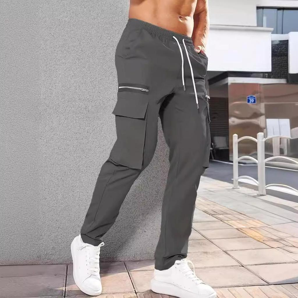 Pantaloni da Uomo Tasche Laterali Cargo Pantaloni Harem Cerniera Neri Hip Hop Casual Maschili Pantaloni Joggers Moda Casual Streetwear