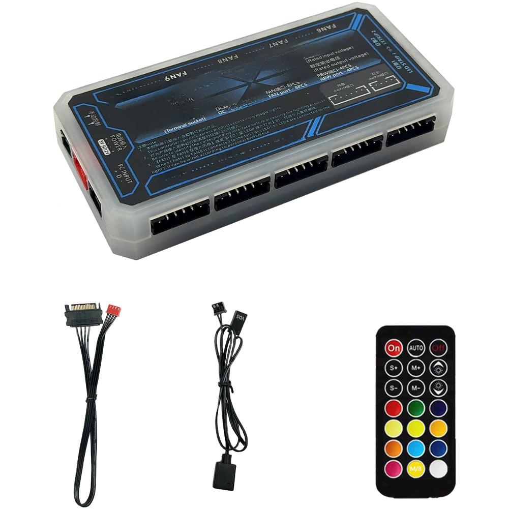 ARGB Blæsercontroller 6-pins Interface Med Trådløs Fjernbetjening Matchende Hub Inkluderer Musikrytme Mønstre Til PC Kabinet