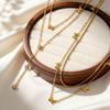 Stainless Steel Bowknot Double Layer Necklace Round Snake Chain Women's Bow Zircon Y-Shaped Necklaces Chic Jewelry Gift