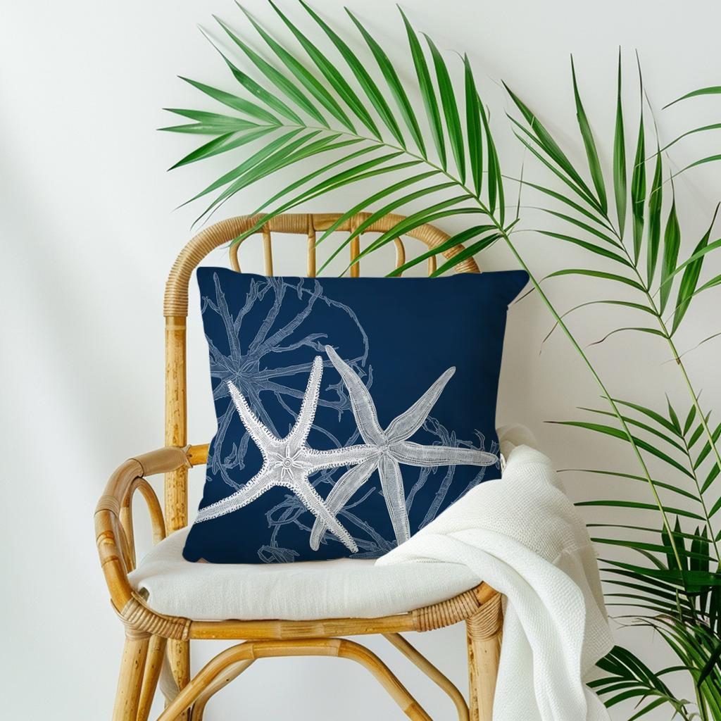 50X50Cm Starfish Coral Pattern Pillowcase 100%Polyester Living Room Bedroom Sofa Office Cushion Case Home Decoration