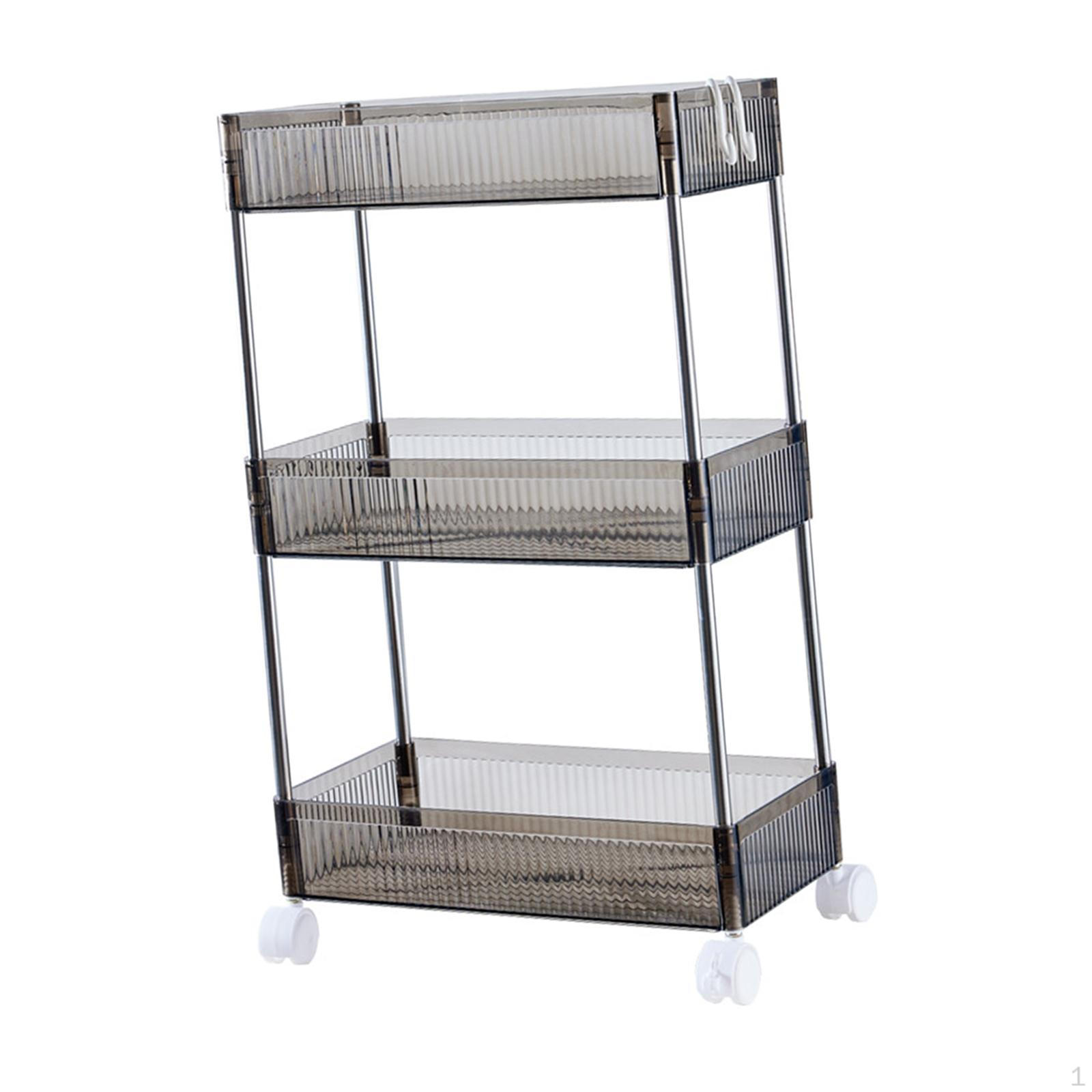 

3-х уровневая подвижная многослойная тележка для стеллажей для овощей и фруктов чёрный