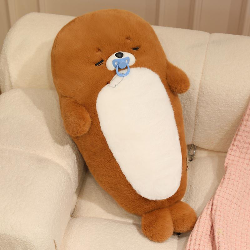 Comfortabel Zeeotter Kussen Super Schattige Zeehond Pluche Pop Levensgetrouwe Knuffel Dier Slaapmaatje Pop Verjaardagscadeau 45cm bruin