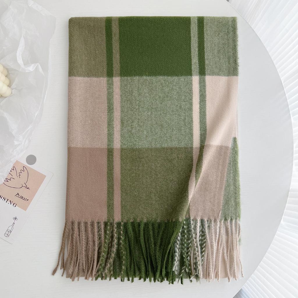 1116 new Korean version winter imitation cashmere retro plaid scarf men and women Japanese fringed shawl warm scarf