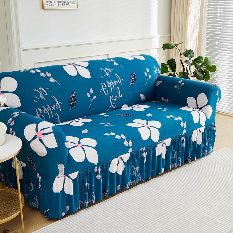 

1 шт. Чехол для дивана с цветочным принтом, нескользящий чехол для дивана с юбкой, эластичный чехол для дивана для спальни, офиса, гостиной, домашнего декора 1pc Single set