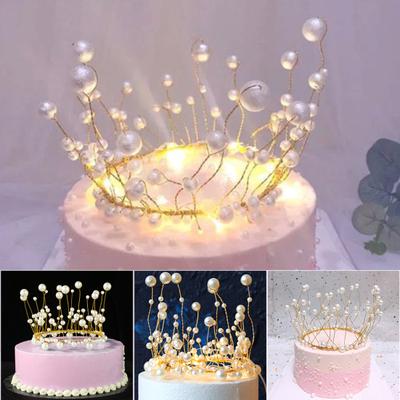 Künstliche Perle Prinzessin Krone Kopfschmuck Kuchen Topper Hochzeit Party Dekoration