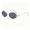 New rhombus frameless thin frame metal sunglasses, premium light luxury old money wind shading sunscreen versatile sunglasses