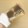 Golden metal brushed pattern straightedge trendy electroplated gold glass case For iphone 17 16 15 14 13 12 11 Pro Promax Plus