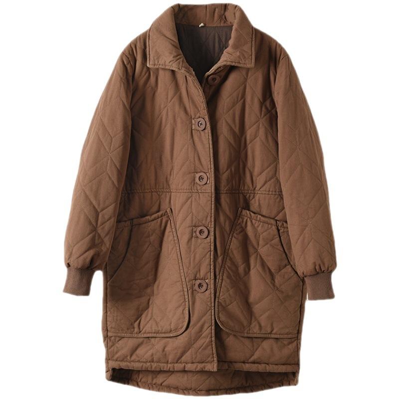 Autumn and Winter Women's Down Cotton Jacket Loose Commuting Retro Parkas