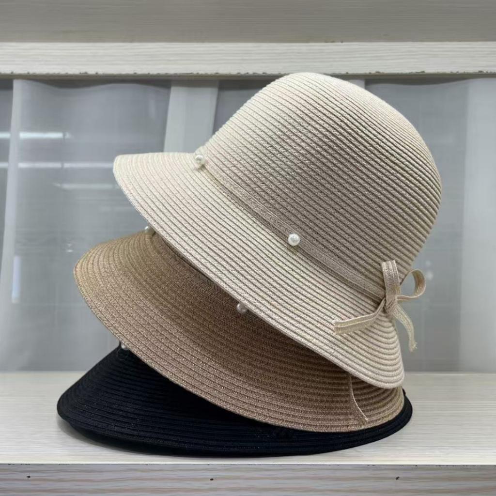 Niche elegant versatile small brim basin hat bucket hat women's summer travel foldable sun protection straw hat
