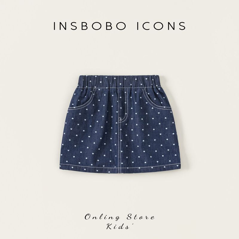 Insbobo Girls Skirt 2026 Summer New Style Baby Girl Denim Skirt Kidsren s Short Skirt Baby Good-Looking Kidsren s Clothing Cowboy love 80
